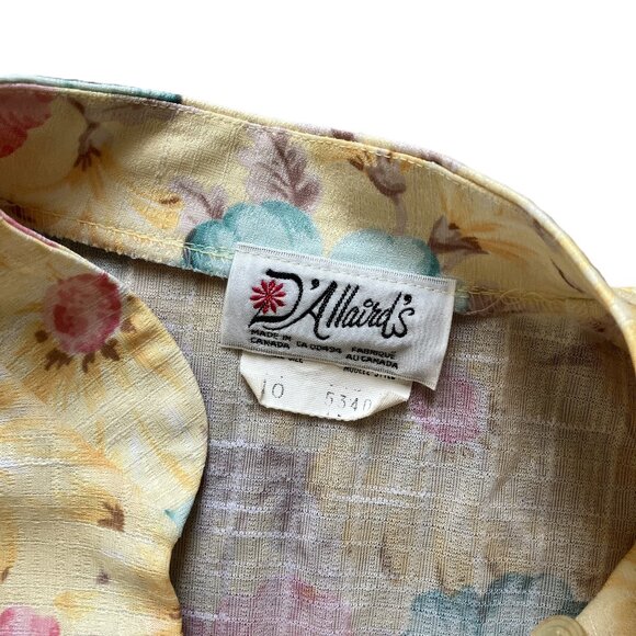 D'Allaird's Yellow Midi Dress Floral Print Short Sleeves Vintage 80s - Picture 6 of 8